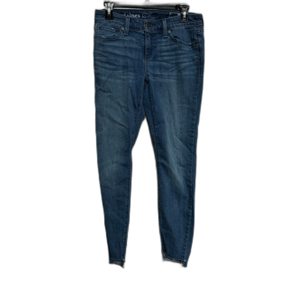 Vineyard Vines Skinny Medium Wash Jeans - Women 6 - Slim Raw Hem Y2K Fit - Picture 1 of 8